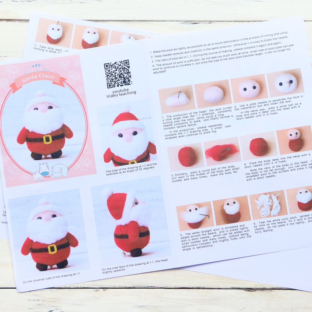 Set of 3 Christmas Felt Making Kit for Kids Children DIY Santa Claus Crafts