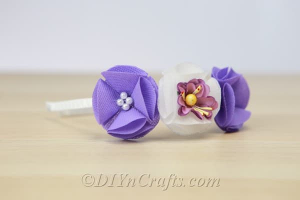 Close up image of DIY flower headband