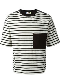 Black and White Horizontal Striped Crew-neck T-shirt