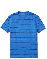 Blue Horizontal Striped Crew-neck T-shirt