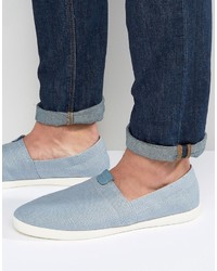 Light Blue Canvas Slip-on Sneakers