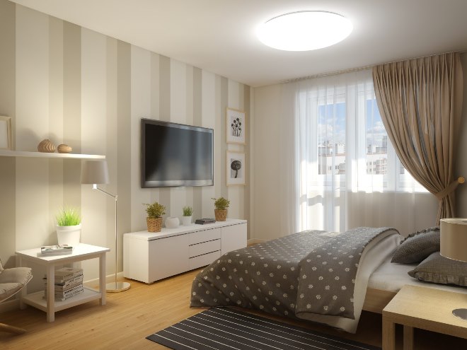 Дизайн интерьера спальни в однокомнатной квартире