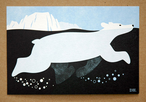 Polar Bear letterpress print