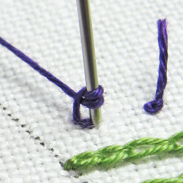 work the isolate stitch over the tiny stab stitches