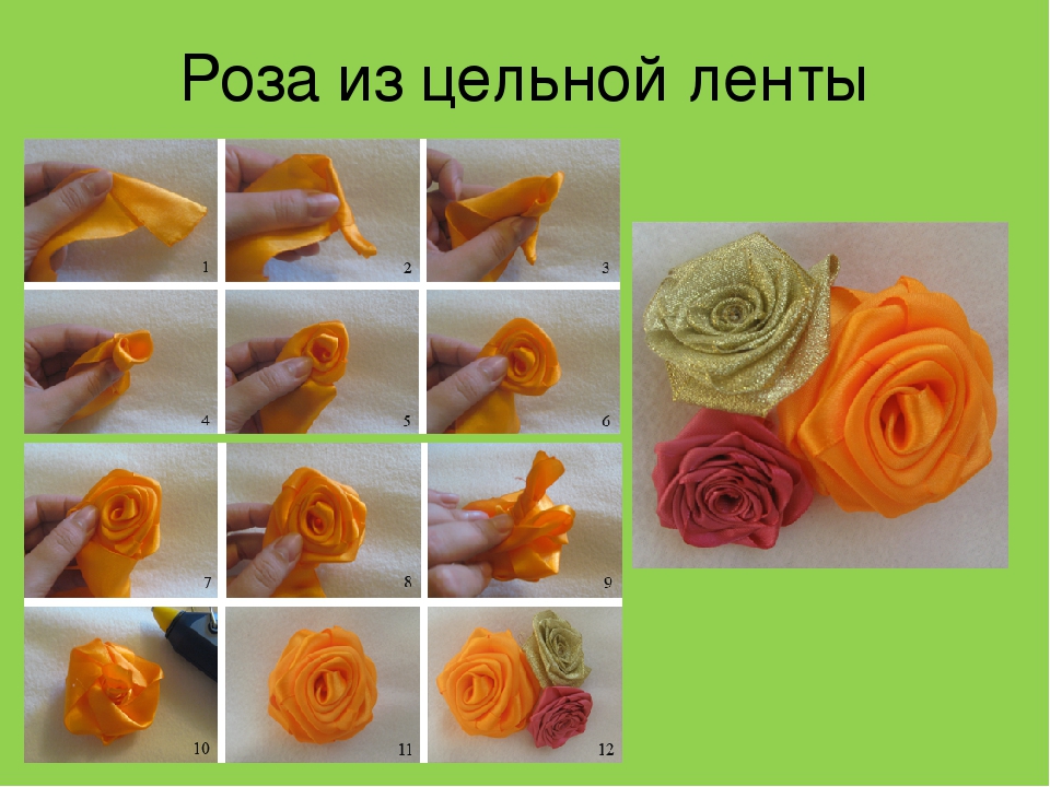 Как своими руками сделать розу из атласной ленты своими руками пошаговое фото