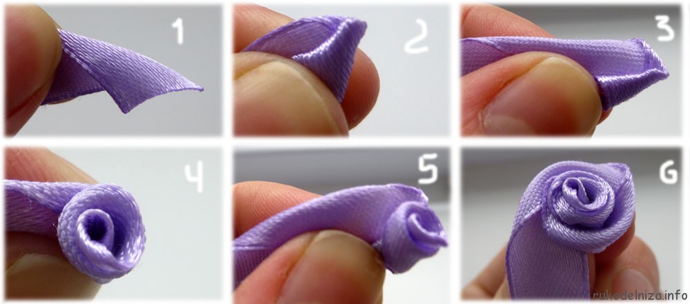 Как сделать розочки из атласной ленты своими руками пошаговое фото