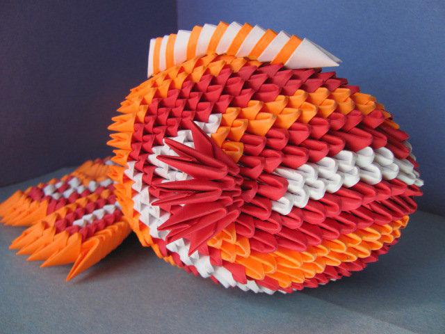 Модульное оригами рыбка. Схема 