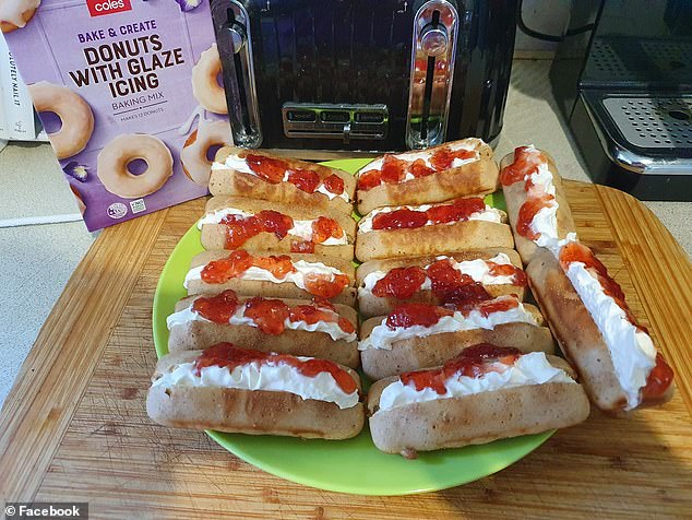 In July another home baker made a similar dessert and shared how to make doughnut-éclair hybrid dessert filled with jam and cream