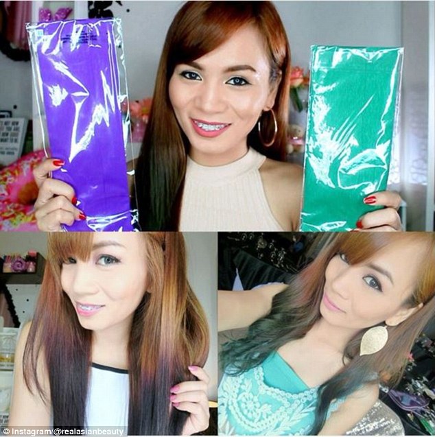 DIY dream: YouTuber RealAsianBeauty (above) uploaded a video showing how she dyes her hair using the craft staple