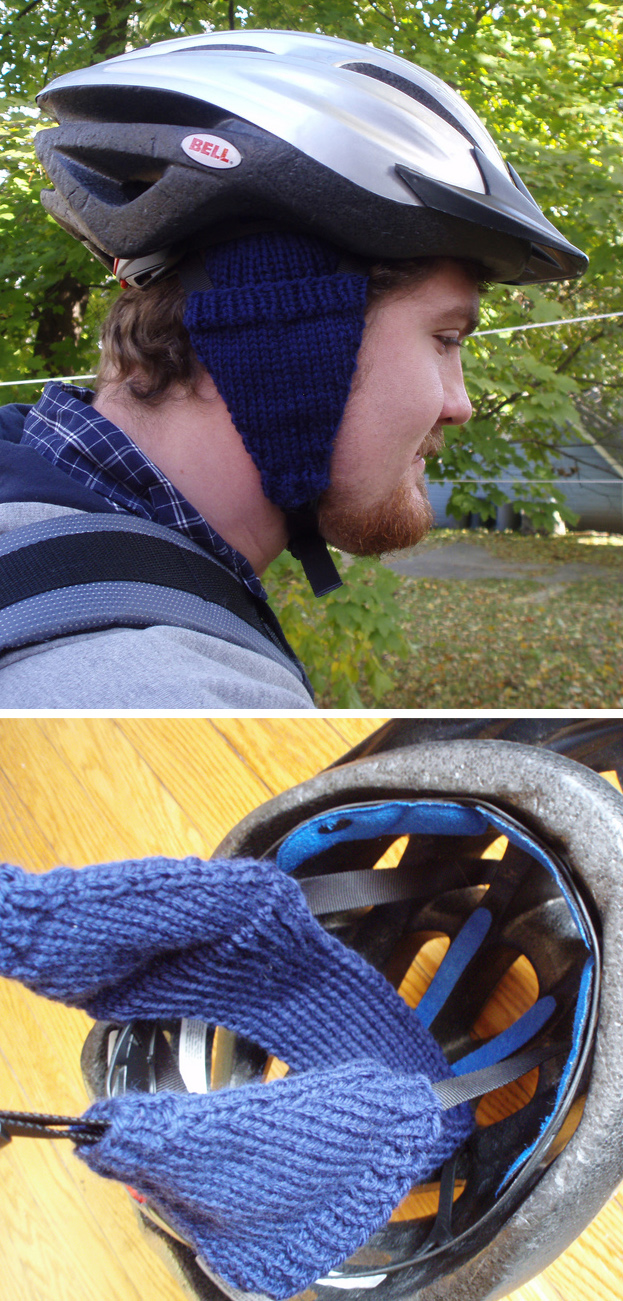 Free Knitting Pattern for Bike Helmet Ear Muffs