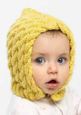 Free Knitting Pattern for Easy Cabled Baby Bonnet