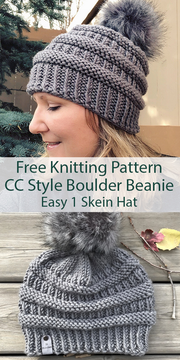 Free Knitting Pattern for Easy CC Style Boulder Beanie Hat in One Skein