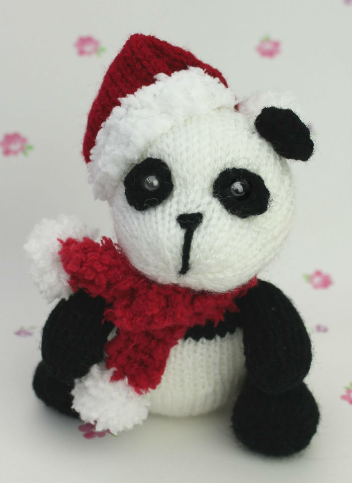 Free Knitting Pattern for Christmas Panda