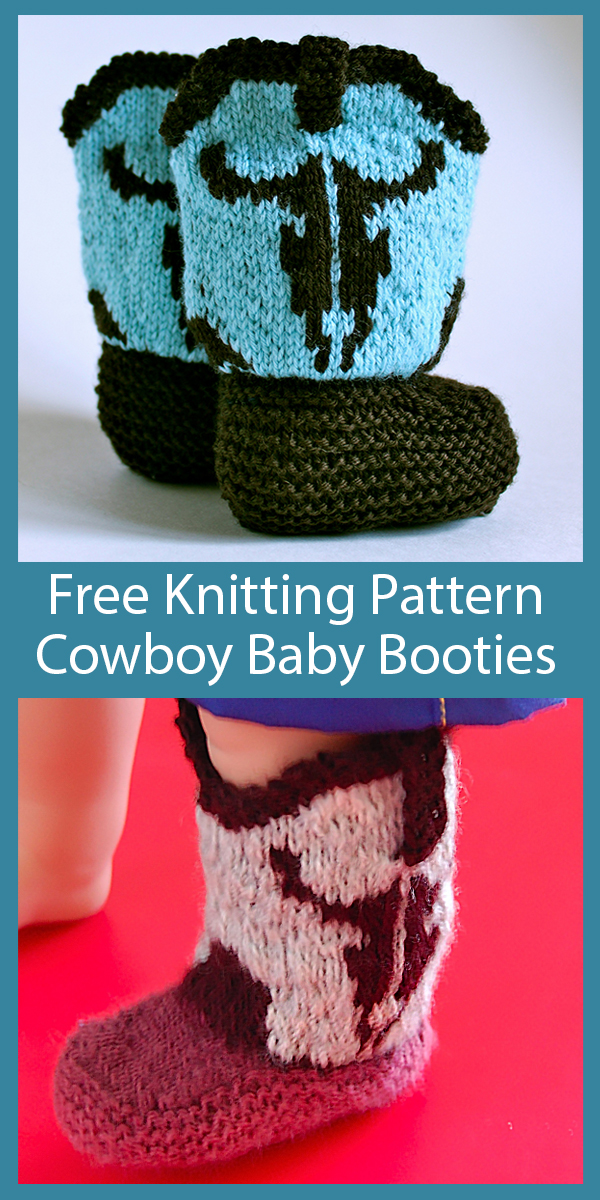 Free Knitting Pattern for Cowboy or Cowgirl Baby Booties