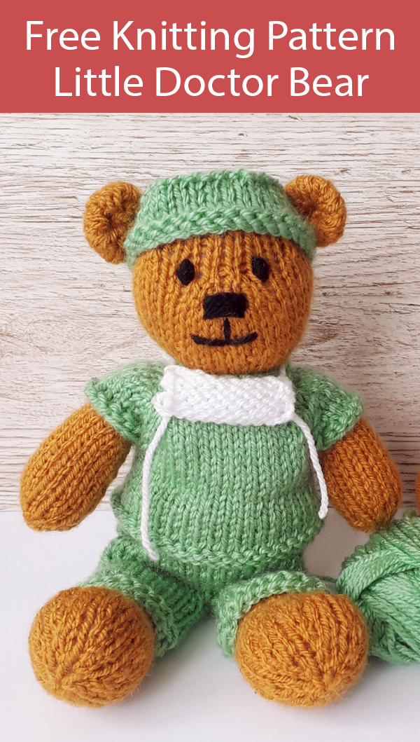 Free Knitting Pattern for Little Doctor Teddy Bear