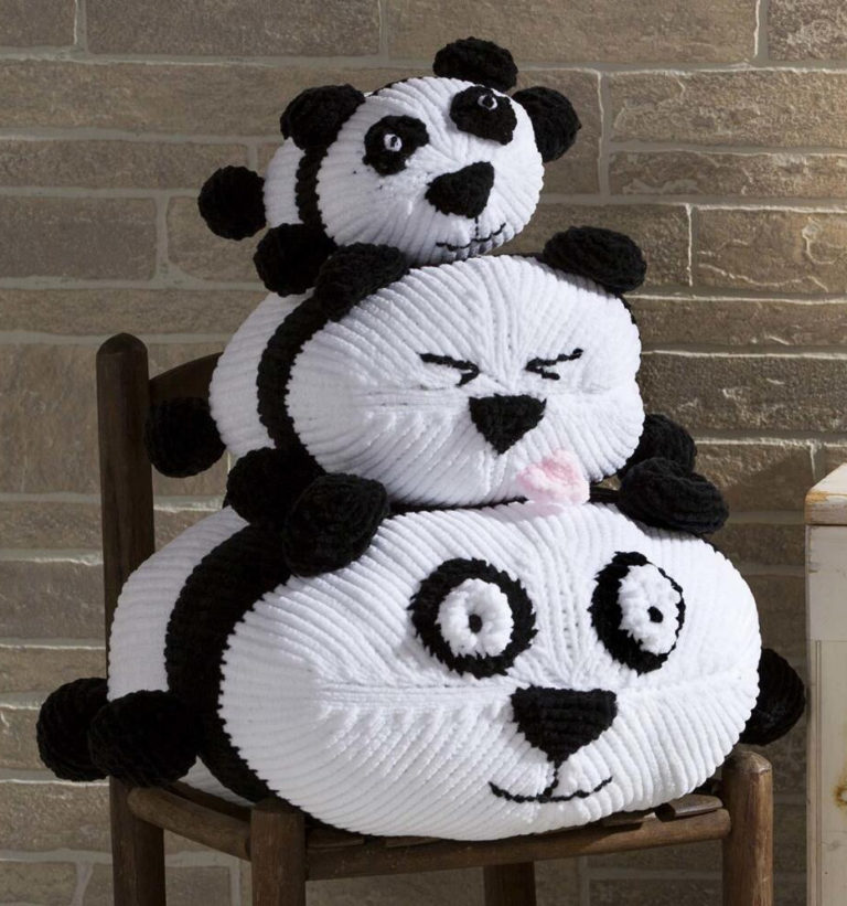 Free Knitting Pattern for Panda Stack