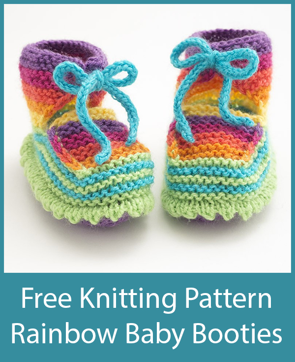 Free Knitting Pattern for Rainbow Baby Booties
