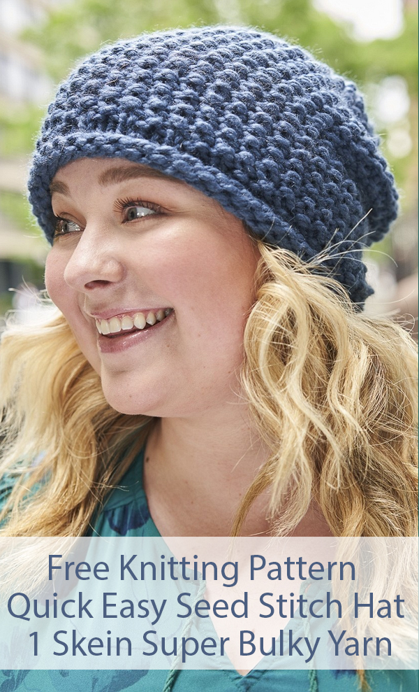 Free Knitting Pattern for Easy 1 Skein Seed Stitch Hat