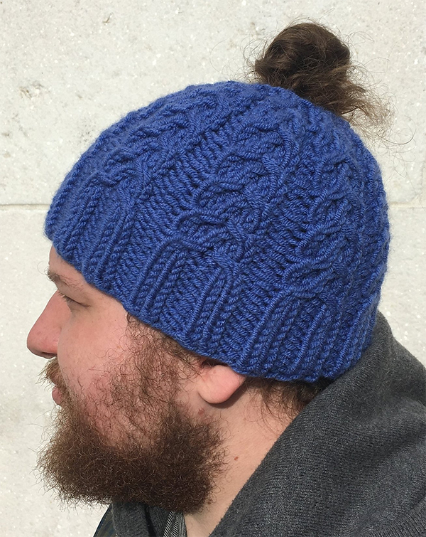 Free Knitting Pattern for 4 Row Repeat Wishbone Bun-Hat