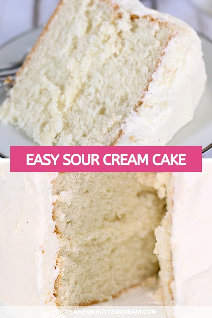 Easy White Sour Cream Cake Pin graphic