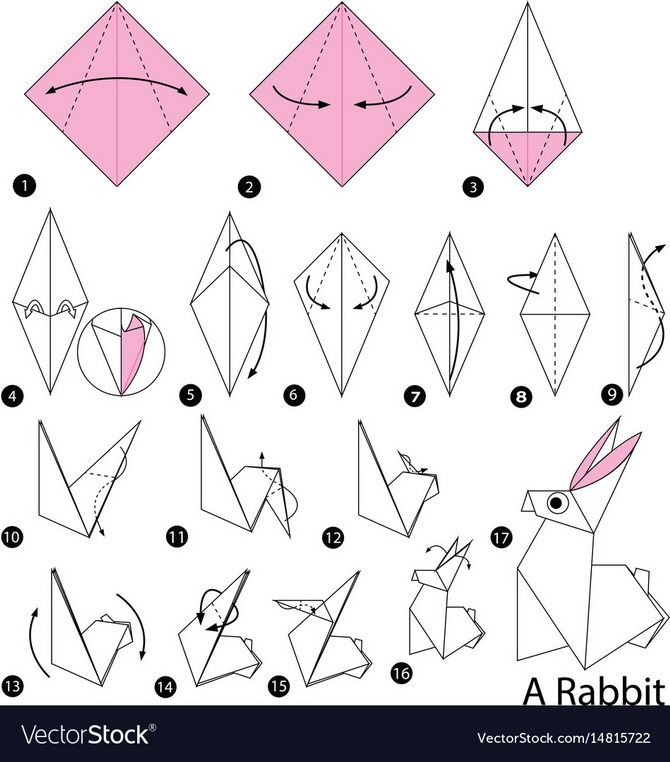  кролик в технике оригами.