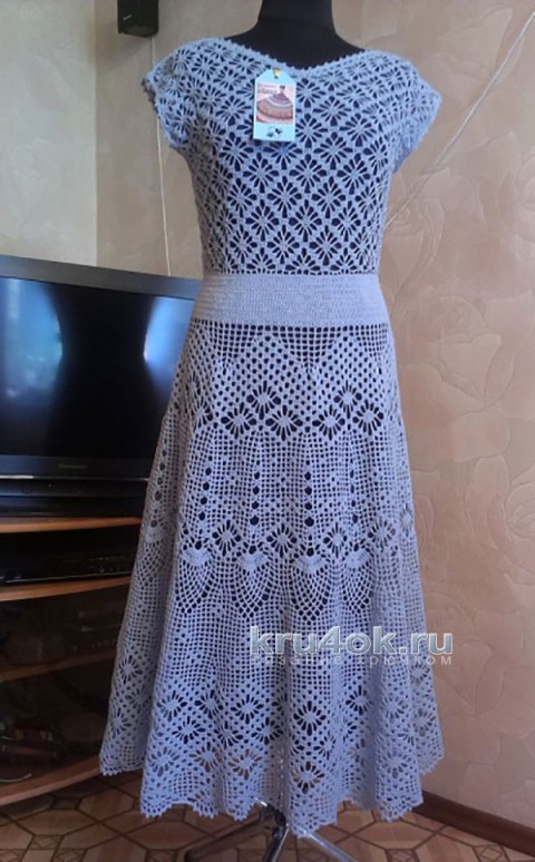 Платье Прованс, филейное вязание крючком. Работа Елены Саенко