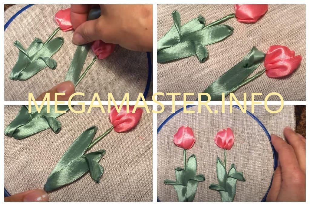 Вышивка лентами для начинающих цветы (Шаг 3)
