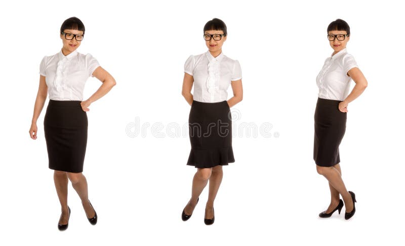 Asian Woman in Black Eye Glass Frame and Office Outfit #3 stock image