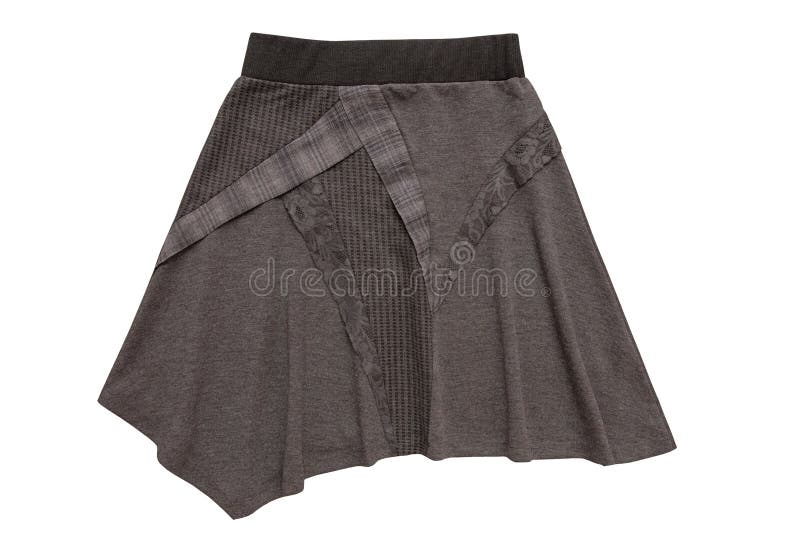 Asymmetric flared skirt. Fashionable grey asymmetric flared skirt royalty free stock photo