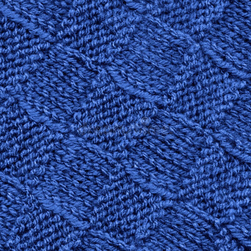 Blue knitted wool pattern texture background. royalty free stock images
