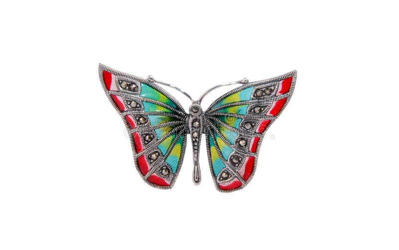 Butterfly brooch jewelry on white royalty free stock photography