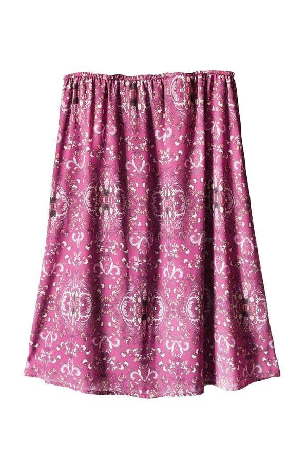 Chiffon skirt isolated. Pink chiffon flared skirt isolated over white royalty free stock image