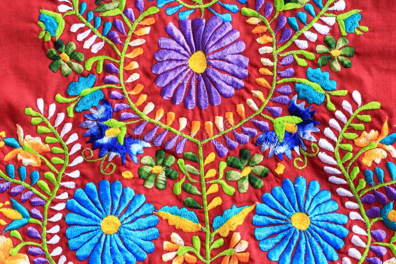Close up of Mexican Embroidery design. Close up of floral Mexican embroidery design royalty free stock photos