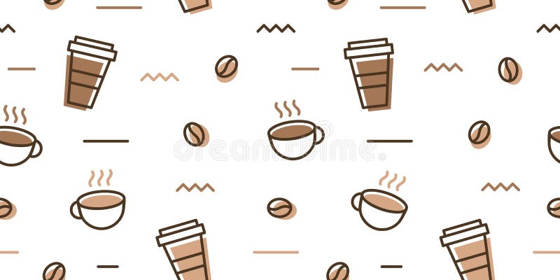 Coffee bean mug cup memphis seamless pattern background wallpaper download. Coffee bean mug cup memphis seamless pattern white background wallpaper download royalty free illustration