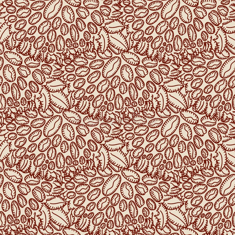 Coffee bean seamless pattern. In brown color. Retro style. Hand drawn pattern. Vector illustration vector illustration