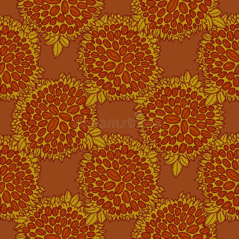 Coffee bean seamless pattern in brown color. Retro style. Hand drawn pattern. Vector illustration vector illustration