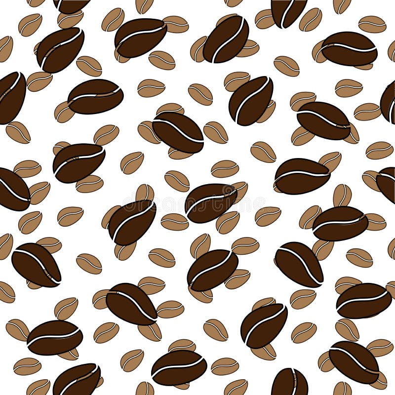 Coffee bean seamless vector pattern. White and brown coffee bean seamless vector pattern vector illustration
