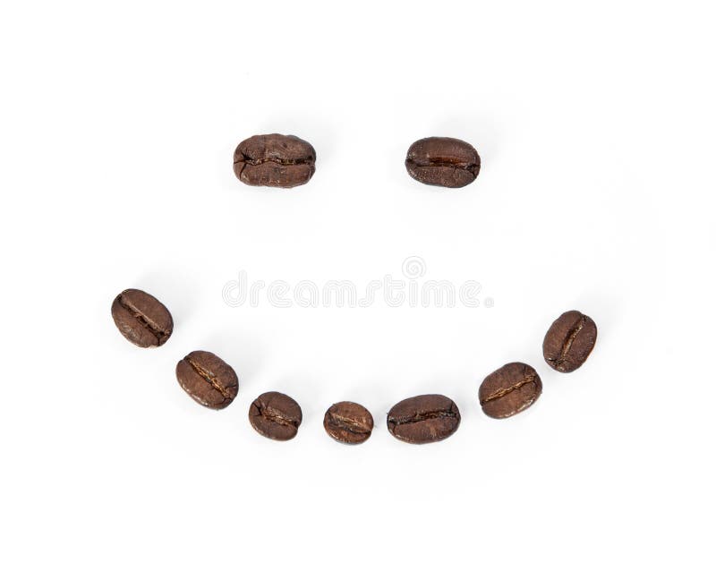 Coffee bean smile. Y face isolated on white stock images