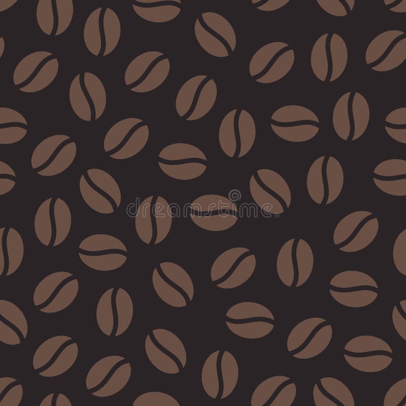 Coffee beans seamless pattern, vector background. Repeated dark brown texture for cafe menu, shop wrapping paper.  stock illustration