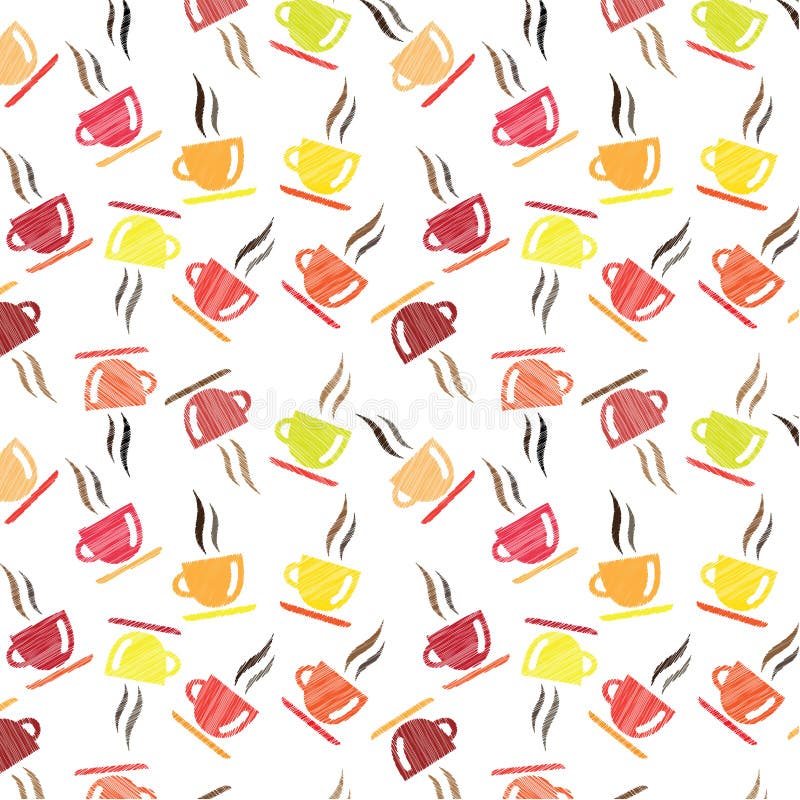 Coffee cups pattern background. Vector illustration royalty free illustration