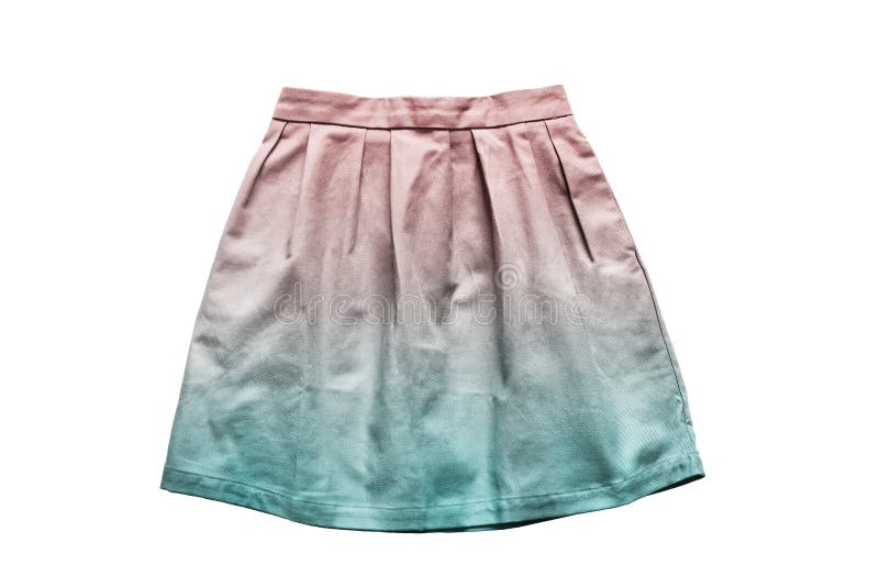 Flared skirt isolated. Colorful pink and blue mini flared skirt isolated over white stock photography
