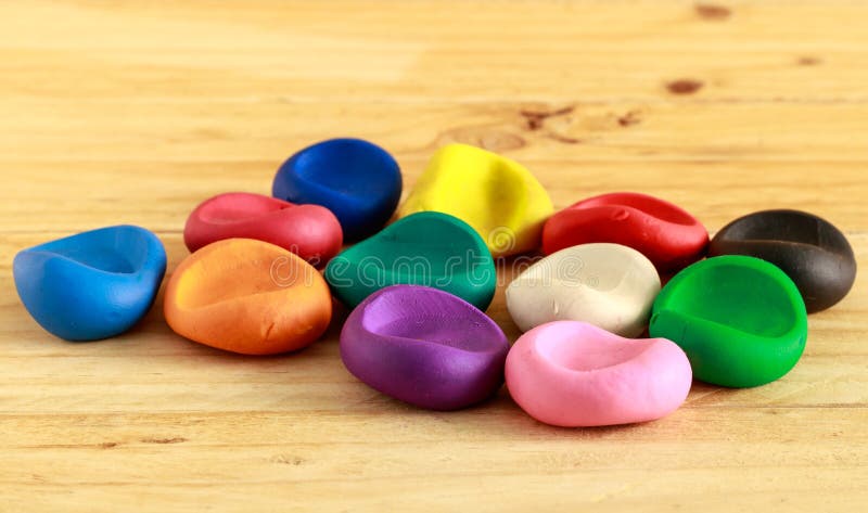 Colorful plasticine on table. Close-up Colorful plasticine on table royalty free stock photo