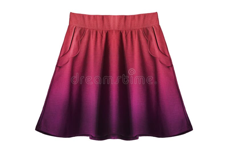 Colorful skirt isolated. Colorful ombre flared mini skirt isolated over white royalty free stock images