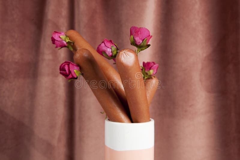 Coloured cubes and sausages bouquet flowers royalty free stock photography