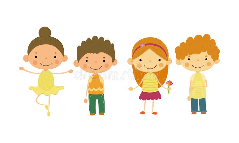 Cute little children, kids of different nationalities vector Illustration vector illustration