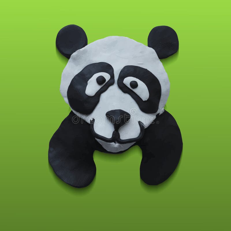 Cute Panda Head in Green Background vector illustration