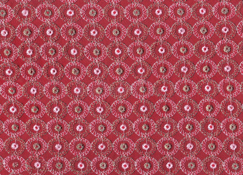 Floral embroidery. Indian fabric with traditional floral embroidery stock photo
