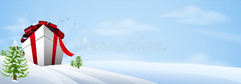 Giant Christmas gift banner background vector illustration