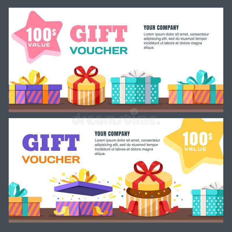 Gift card, voucher, certificate or coupon vector design layout. Discount banner template for surprise holidays greetings royalty free illustration