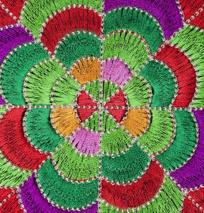 Handmade embroidery. Ethnic colorful embroidery, Asia style stock photos